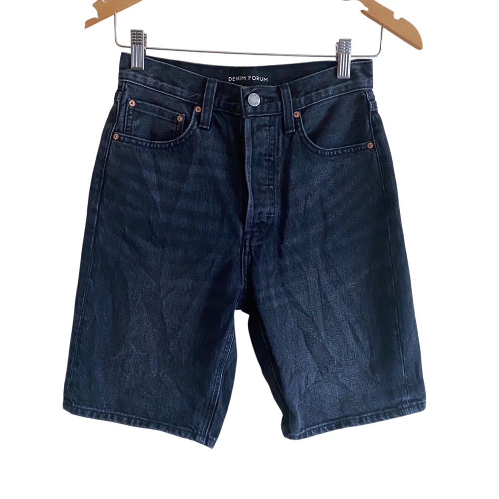 Denim Forum The Joni Loose Bermuda Short Woman 24 Black Streetwear Preppy 90s - Picture 15 of 15